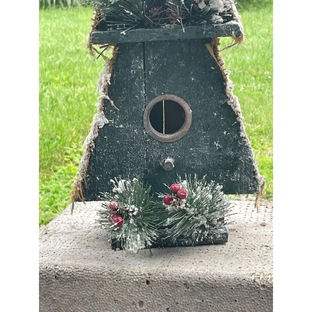 Primitive Rustic Christmas Tree Birdhouse 18